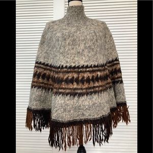 Knit wool poncho
